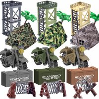 MOC WW2 Military War Soldier Accessories Building Blocks Roadblock Motorcycle case container Bag Brick Toy