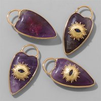 2Pcs 16x33mm Evil Eye Natural Gem stone Pendant, Gold Teardrop DIY Charm for Jewelry Making, Protection Necklace Accessory