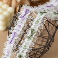 0.5-2Yards Lolita lace Trim Ribbons Bow & Pleated Fabric Lace Edge Ruffle Trim Ribbon For Sewing Craft Dress Clothing Supplies