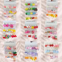 Cartoon Animal White Horse Daisy Resin Donut Earrings Set Cute Playful Trendy Women Fashion Accessories image 4