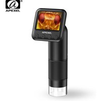 APEXEL 400-800X Microscope numérique Objectif macro avec écran LCD réglable avec lumière LED pour l'observation biologique de la détection de la peau