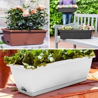 5 x Trough Plant Pot Long Plastic Planter Outdoor Garden Window Herb Flower Box