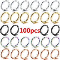 50/100Pcs Stainless Steel Septum Nose Piercing Hinged Segment Hoop Ring for Women Ear Helix Earring Piercing Body Jewelry