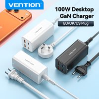 Vention 100W Desktop Charger GaN Laptop Fast PD Charger Adapter For iPhone 16 15 14 Pro Max Xiaomi Samsung Macbook Phone Charger