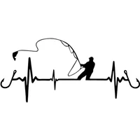 16cm Heart Fishing Anti Stickers on Car Products Accessories Decals Cute, Exterior Parts PVC Sticker Sunscreen and Waterproof