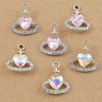 10pcs 18*15mm Crystal CZ Love Heart Charms Pendant for Jewelry Making DIY Earrings Necklace Bracelet Accessories Supplies