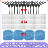 Fit For ( Kabum Smart 100 KBSF007, Nedis WIFIVCR001CBK, Nedis WIFIVCB01 ) Vacuum Parts Side Brush FIlter Mop Cloth Rubber Strip
