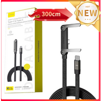 300cm 240W Fast Charging Foldable Phone Holder Data Cable Fast Charging Multi Charger Cord With Type C 2in1 Foldable Data Cable