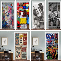 3D graffiti stickers PVC door wall living room bedroom decoration stickers skull wall decal art poster
