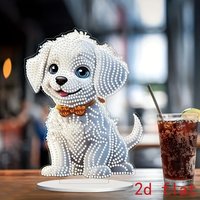 2D/flat diamond painting dog pattern decoration ornament, DIY unique irregular diamond design, suitable for home, bedroom, offic