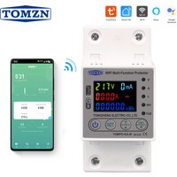 TOMZN 63A 80A WIFI Smart Energy Meter Kwh Metering Circuit Breaker Timer with voltage current and leakage protection TUYA TOMPD