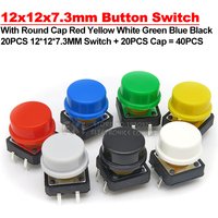 20Set 12x12x7.3mm PCB Momentary Tactile Tact Mini Push Button Switch Module DIP 4PIN With Round Cap igmopnrq 12*12*7.3mm