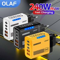 240W Fast Charger Type C Quick Charge 3.0 5 Ports USB C Wall Charger Adapter For iPhone 15 16 Samsung Xiaomi PD USB Fast Charger