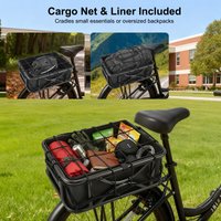 Panier arrière pour porte-bagages de vélo, panier de vélo 43x32x15 cm, porte-bagages de vélo avec poche intérieure, filet de rangement et housse imperméable, panier de vélo pour faire les courses,