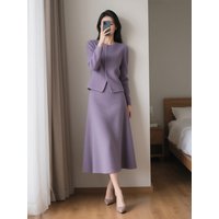 Elegant Autumn Winter New Women's High-End Fashionable Beautiful Gentle Goddess Style Stylish Set Skirt Breathable Long Sleev...