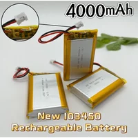 For MP5 DVD PAD Camera GPS 103450 3.7V 4000mAh Li-Polymer LiPo Rechargeable Battery JST 1.0/1.25/1.5/ 2.0/2.5 3Pin Connector