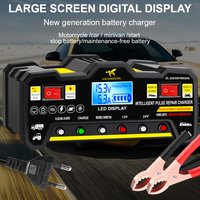 Intelligent Pulse Repair Battery Charger Full Automatic Car Battery Charger LCD Display 220W 300AH For Wet Dry Lead Acid EU Plug