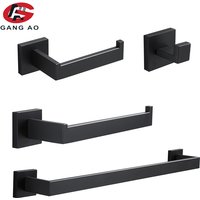 Bad Hardware Set Zubehör Matt Schwarz Regal Robe Haken Aufhänger Handtuch Schiene Bar Rack Seidenpapier Halter Edelstahl