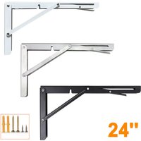 Folding Shelf Brackets 24inch Heavy Duty Collapsible Triangle Shelf Bracket DIY Wall Mounted Folding Table Hinge for Bench Table