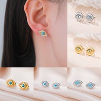 Lucky Devil's Eye Earrings with Diamonds Stainless Steel Evil Eye Earrings Fashion Punk Jewelry Birthday Gift