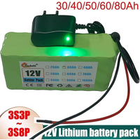 3S3P-3S8P Lithium Battery Pack 18650 Rechargeable Battery For Fishing Bicycle With BMS Charger 12V 3S5P Large Capacity Batteries