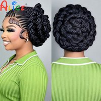 Perruques courtes tressées naturelles en cornrows, perruques synthétiques tressées Bantu en dentelle complète, perruques tressées sans nœuds avec cheveux de bébé pour femmes noires