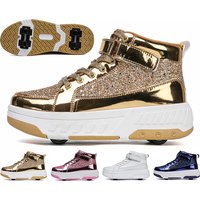 Chaussures de roller 2026 pour garçons et filles, patins à 4 roues à paillettes, pour patinage extérieur et parkour, roues détachables, baskets pour femmes et hommes, tailles 29-41