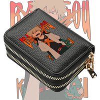 Anime Women Double Zipper Short Wallet Card Holder MHA Cartoon Clutch Bags PU Leather Coin Purse Money Pockets