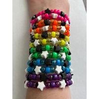 Rainbow Kandi Bracelet Set of 6/12 Star PLUR Rave EDC EDM Festival Pride Accessory