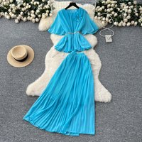 Chic Elegant Three-dimensional Ruched slim chain casual Sexy Evening Fashion fairycore women clothing Two Piece Set