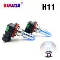 KULUZE 2Pcs H11 55W 12V Crystal Super White Halogen Bulbs Fog Lights High Power Car Headlights Lamp Car Light Source 6000K