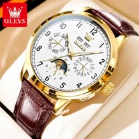 OLEVS 6698 Moonswatch Mechanical Man Wristwatch Number Scale Fashion Waterproof Watch Men Week Date Display Automatic Watch