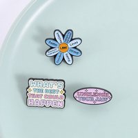 Cute Sunflower Shaped Badge Brooch Pins Cartoon Inspirational Quotes Unclench Your Jaw I Am Resilient Happy Enamel Lapel Pin Acc
