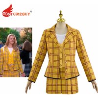 Cher Horowitz Cosplay Costume Women Girls Yellow Plaid Suit Dress School Uniform Halloween Outfit