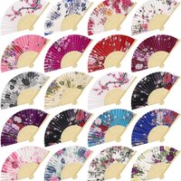 Vintage Style Hand Held Fan Bamboo Silk Flower Japanese Chinese Dance Performances Fan Wedding Party Home Decoration Gift