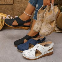 Summer Women 2026 Sandals Platform Fashion Sandals Hollow Out Buckle Roman Style Shoes Women Lightweight Slip-On Shoes Ladies