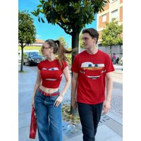2026 Humorous And Witty Classic Anime T-Shirt Family Matching For Couples Kids Cute Cars Movie Parent-Child Holiday Beach Tops