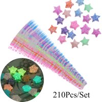 210pcs/lot Glow in Dark Lucky Star Origami Fluorescence Folding Strip Paper Best Wishes Handcraft Gift Craft Paper Decor