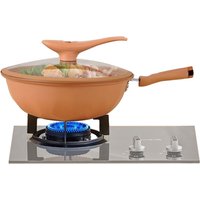 Non-Stick Clay Wok With Steamer Basket Clay Wok Micro-pressure Wok Multifunctional Non-stick Household Frying Pan Induction