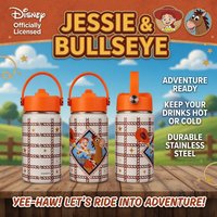 1pc 12oz Disney Toy Story Jessie Bullseye Stainless Steel Tumbler Rope Plaid with Carry Handle Portable Cup for Travel Daily Use