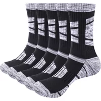 YUEDGE Men's Outdoor Recreation Hiking Socks, Moisture Wicking Cotton Padded Work Boot Socks for Men, 5 Pairs/Pack