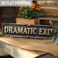 HD Tin Sign, Dramatic Exit Vintage Retro Metal Wall Art, Funny Home Door Room Decor Sign