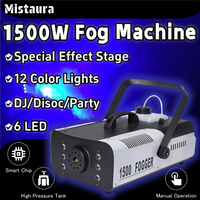 1500W 6 LED RGB Color Lights Smoke Machine Professional Special Effect Stage Fog Equipment for DJ Disco Party Setting