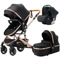 Tragbarer Kinderwagen High View 3-in-1-Kinderwagen mit Autositz, faltbarer Kinderwagen, stoßdämpfender Allradwagen