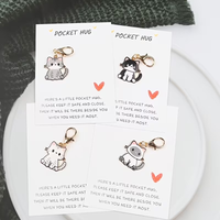 4 Mini Cute Kitten Pendant Keychains, Featuring Cartoon Cute Cat Designs with a Heart-Shaped Pocket Card That Says "Give You a Little Hug," Suitable for Birthday Parties, Weddings, Valentine's Day,