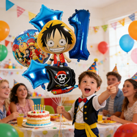 One Piece Theme Luffy Theme Foil Balloons Set Latex Balloon Kids Birthday Party Decoration Number Balloon Globos
