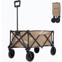 Collapsible All-Terrain Utility Wagon Cart, Heavy-Duty Steel, 150L Capacity, 150kg Load, Beige