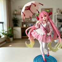 Anime Sakura Umbrella Hatsune Miku Sakura Cherry Colored Dress Figure Miku Model Kt Statue Decor Collectible Toy Ornament Gift