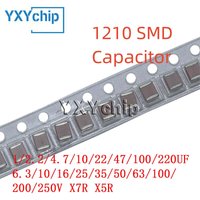 10PCS 1210 3225 SMD Capacitor 1/2.2/4.7/10/22/47/100/220UF 6.3/10/16/25/35/50/63/100/200/250V X7R X5R K=±10% M=±20%