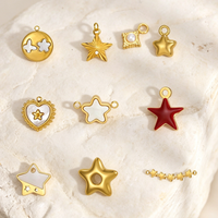 Retro Stainless Steel 3D Star White Shell Colorful Zircon Pendant DIY Gold Plated Pendant Charm for Women Jewelry Gift